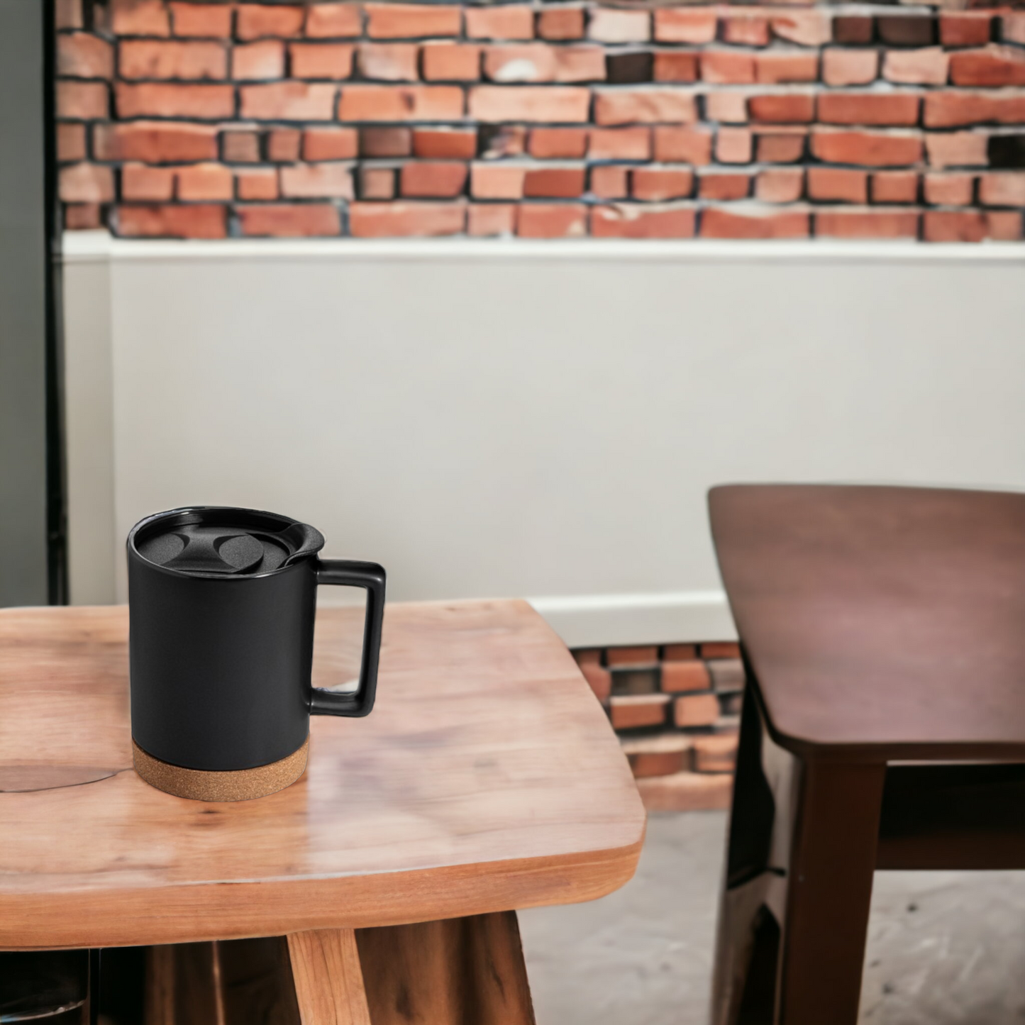14oz Cork Base Square Handle Ceramic Mug