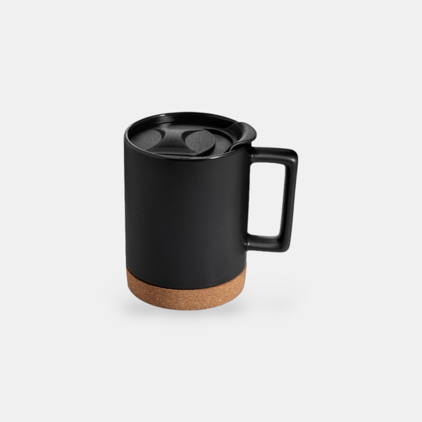 14oz Cork Base Square Handle Ceramic Mug