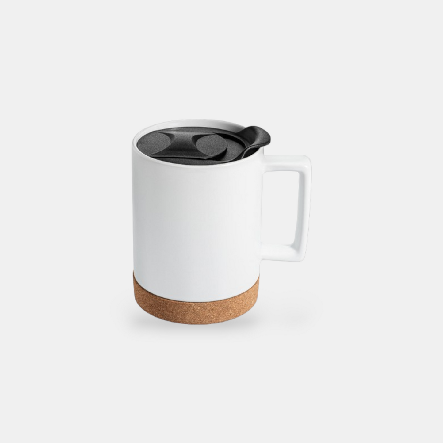 14oz Cork Base Square Handle Ceramic Mug
