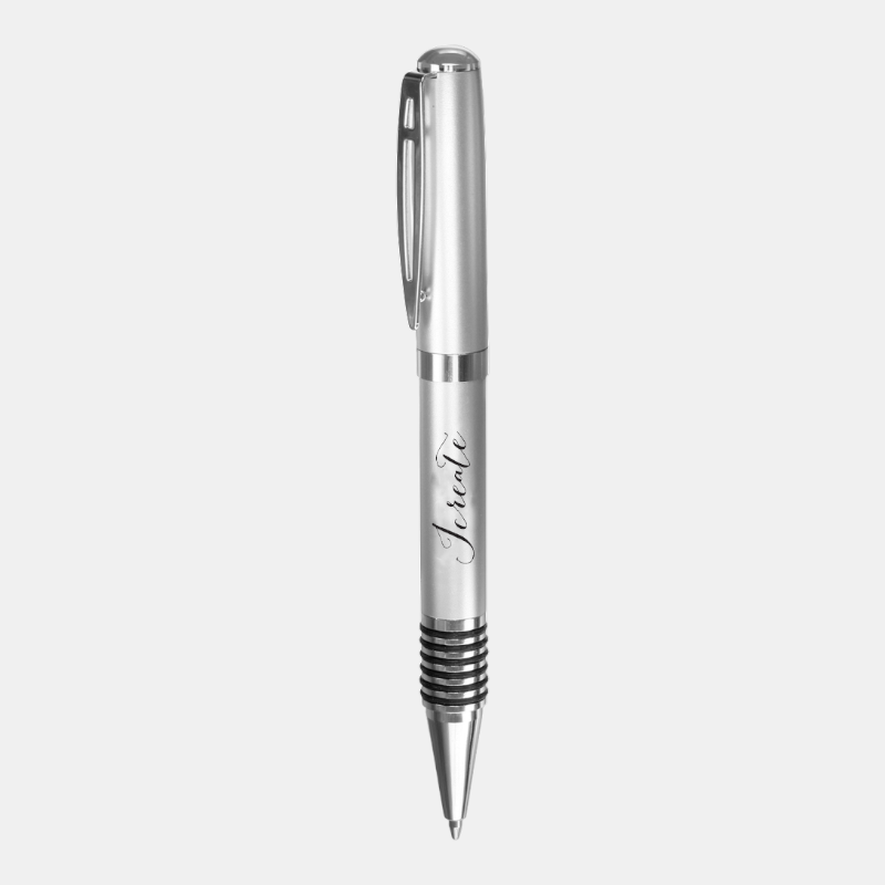 Ribbed Rubber Grip Silver Executive Pen