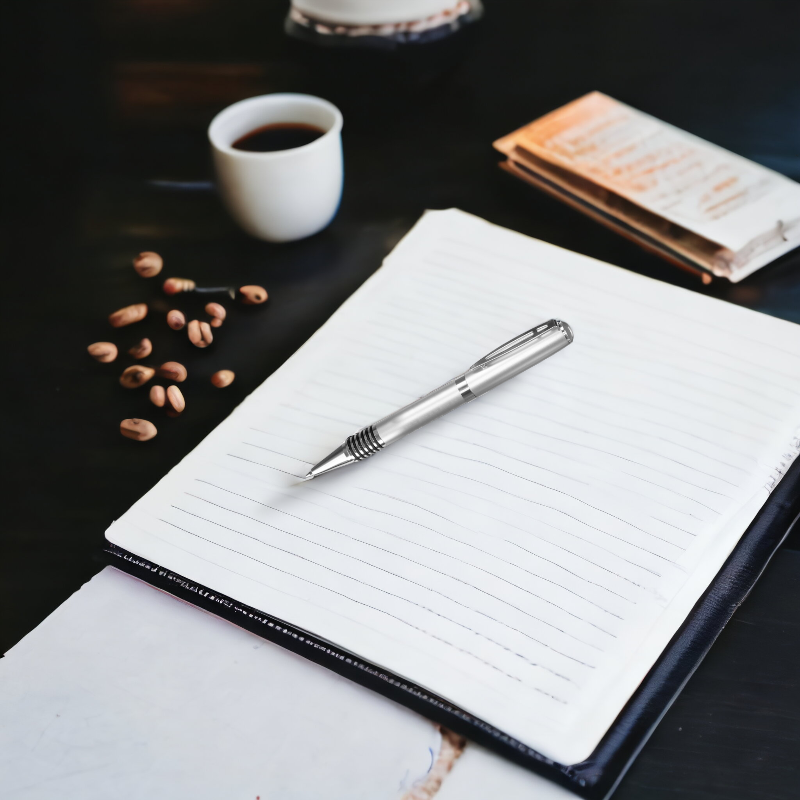 Ribbed Rubber Grip Silver Executive Pen